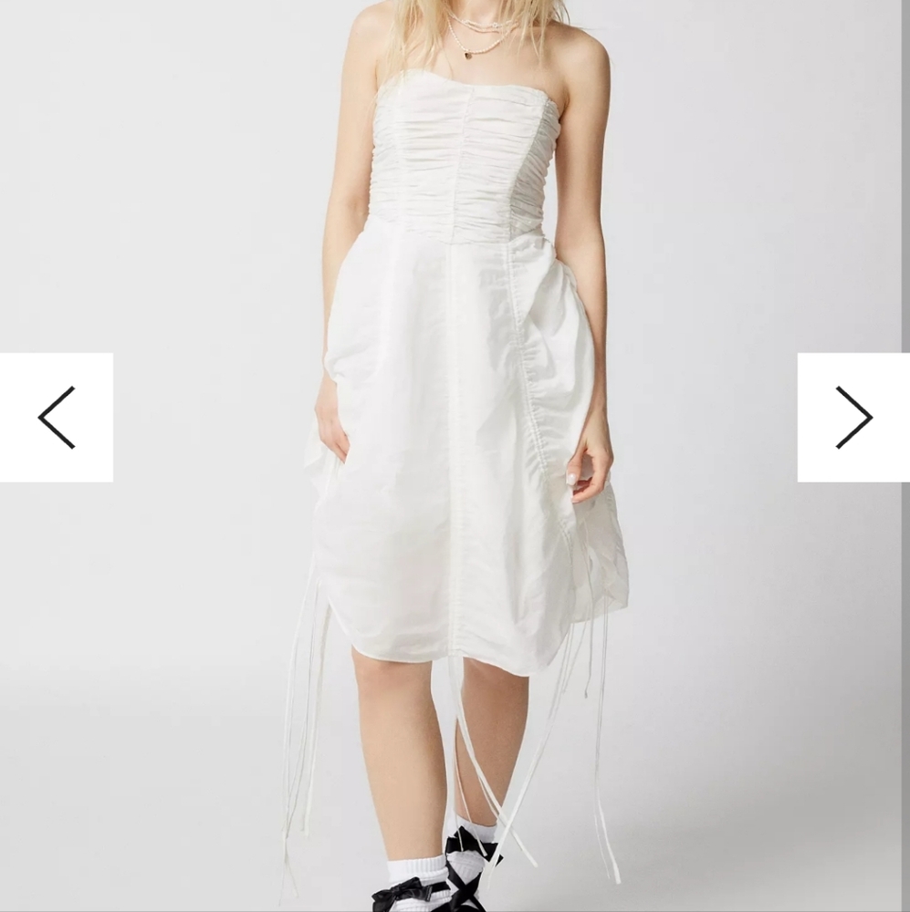 Elegant White Ruched Dress NEW